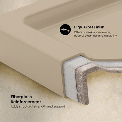 Aquatique 60" x 32" Single Threshold Shower Base With Right Hand Drain and Integral Left Hand Seat in Biscuit