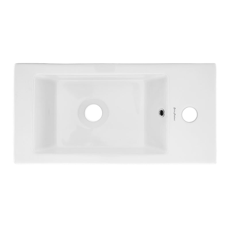 Voltaire 19.5 x 10 Rectangular Ceramic Wall Hung Sink with Right Side Faucet Mount