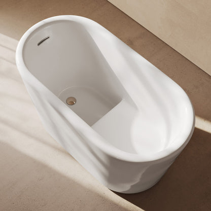 Nanterre 51" Japanese Soaking Freestanding Bathtub in Glossy White, Drain Included