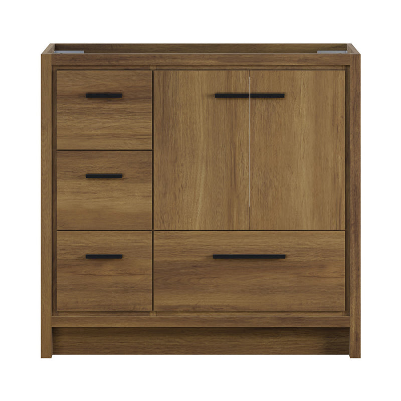 Virage 36" Freestanding Bathroom Vanity in Brown Oak without Sink Top