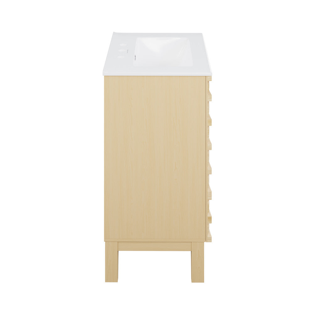 Cascade 30" Freestanding Bathroom Vanity in Natural Oak with 3-Hole Widespread Sink Top