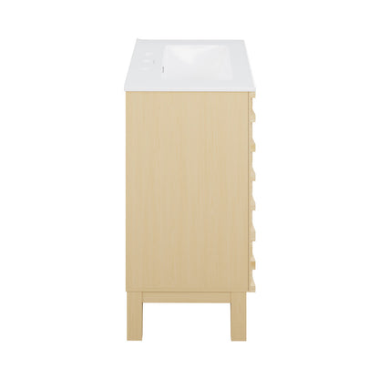 Cascade 30" Freestanding Bathroom Vanity in Natural Oak with 3-Hole Widespread Sink Top