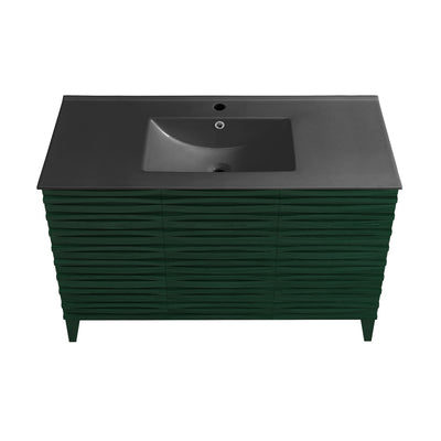 Cascade 48" Freestanding Bathroom Vanity in Green Oak with Black Sink Top