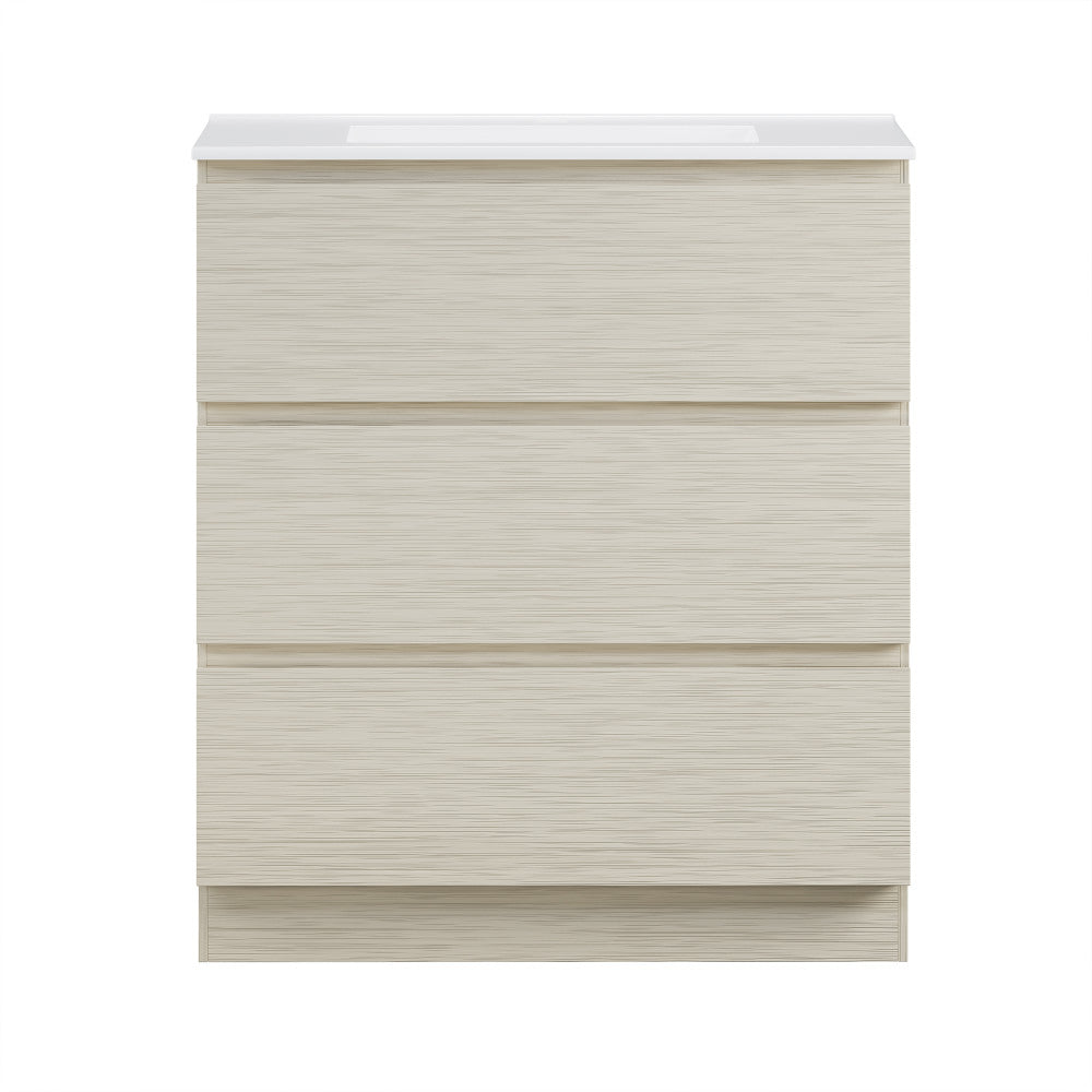 Liberte 30" Freestanding Bathroom Vanity in White Oak with Sink Top