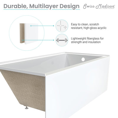 Voltaire 60" x 32" Right-Hand Drain Alcove Bathtub with Apron