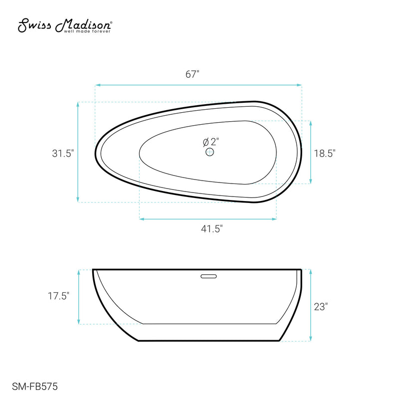 Monaco 67" Freestanding Bathtub