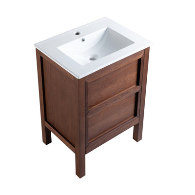 Nadar 24" Freestanding Bathroom Vanity in Brown Oak with Sink Top