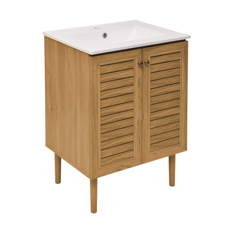 Bron 24" Freestanding Bathroom Vanity in Golden Oak with Sink Top