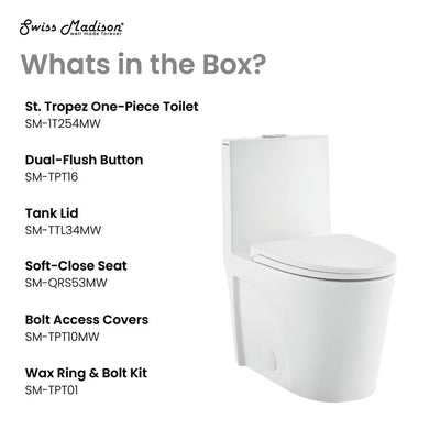 St. Tropez One-Piece Elongated Toilet Vortex Dual-Flush in Matte White 1.1/1.6 gpf