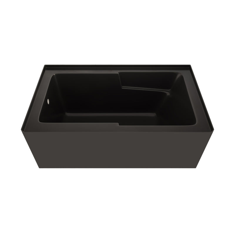 Voltaire 54 x 30 Skirted Left Drain Soaking Alcove Bathtub in Glossy Black with Integrated Armrest