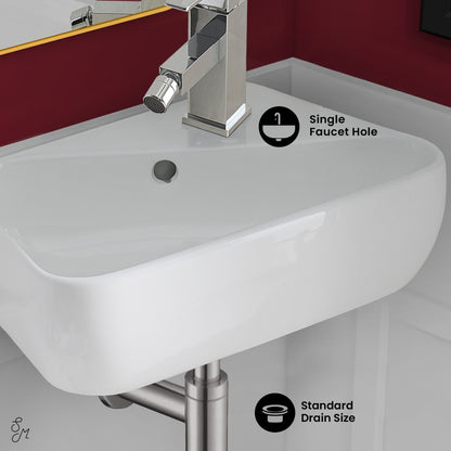 Plaisir 18 x 11 Ceramic Wall Hung Sink with Right Side Faucet Mount
