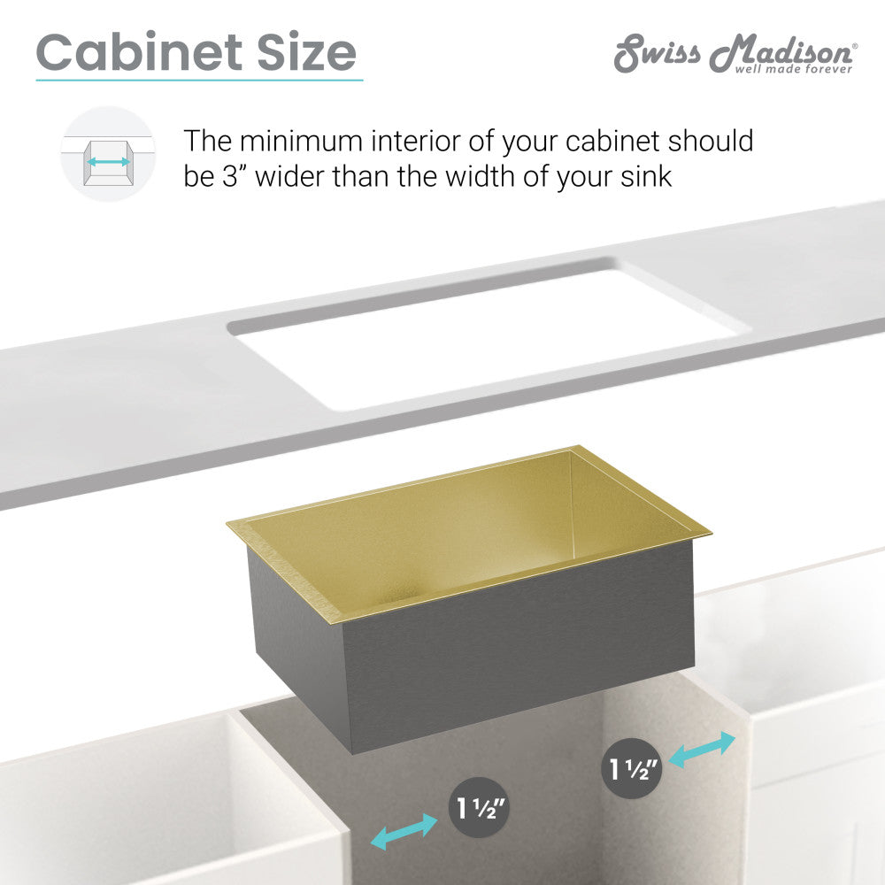 Rivage 33 x 20 gold stainless steel undermount kitchen sink, dual basin, modern rectangular design.