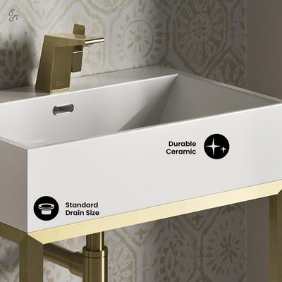 Concorde 24" Rectangle Console Sink with Brushed Gold Legs