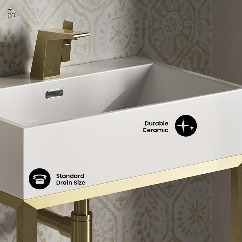 Concorde 24" Rectangle Console Sink with Brushed Gold Legs