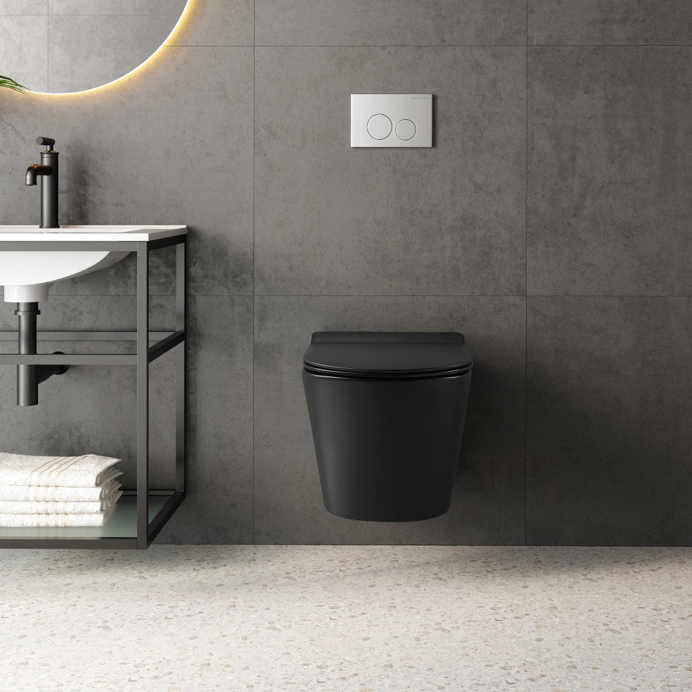 Calice Wall-Hung Round Toilet Bowl in Matte Black