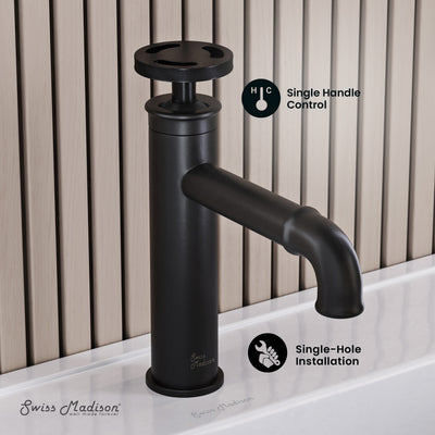 Avallon Single Hole, Single-Handle Wheel, Bathroom Faucet in Matte Black