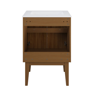 Bosse 24" Freestanding Bathroom Vanity in Brown Oak with Sink Top