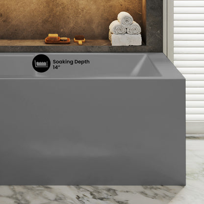 Voltaire 60 x 32 Left Drain Soaking Alcove Corner Apron Bathtub in Glossy Gray