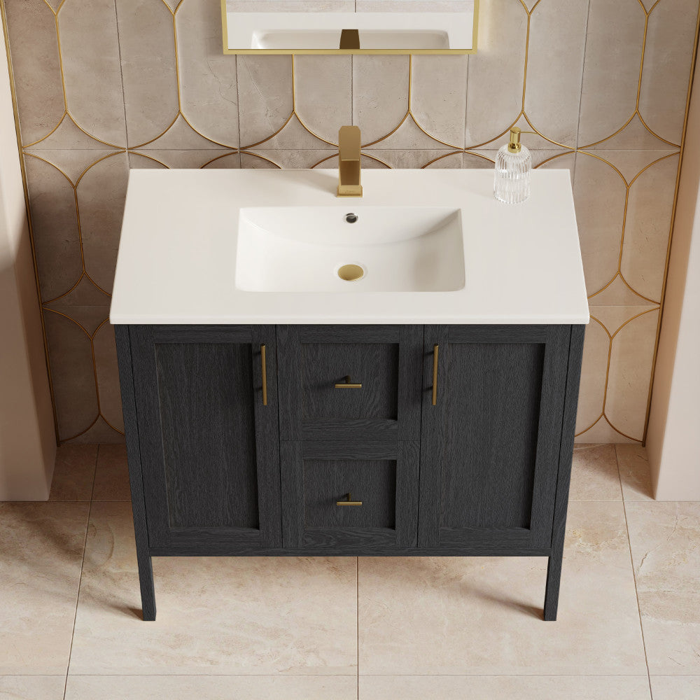 Forme 36" Modular Freestanding Bathroom Vanity with Sink Top in Black Oak