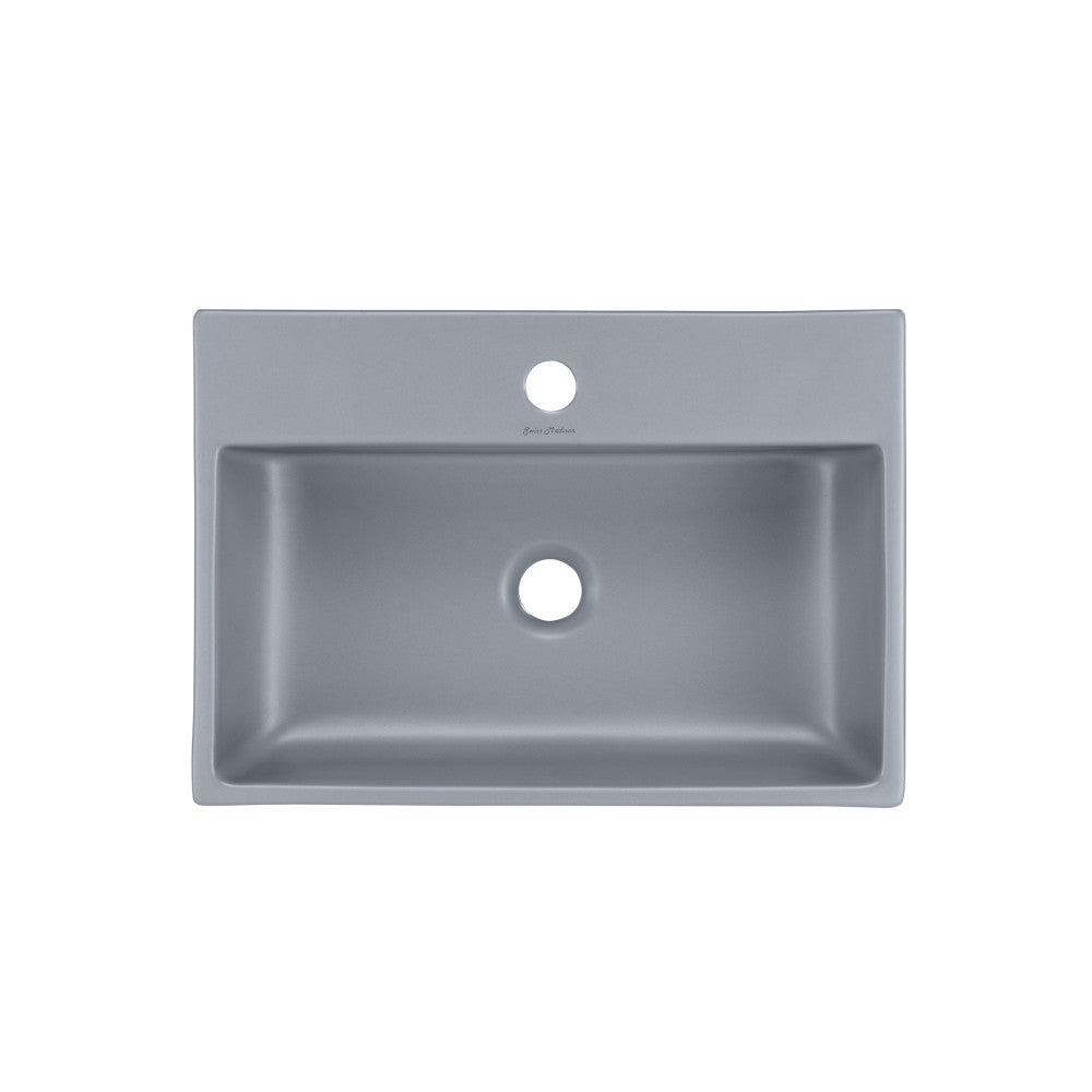 Claire 20"  Rectangle Ceramic Vessel Sink in Matte Gray