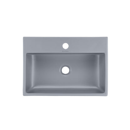 Claire 20"  Rectangle Ceramic Vessel Sink in Matte Gray
