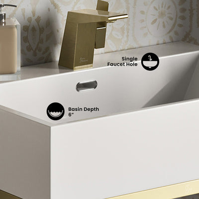 Concorde 24" Rectangle Console Sink with Brushed Gold Legs