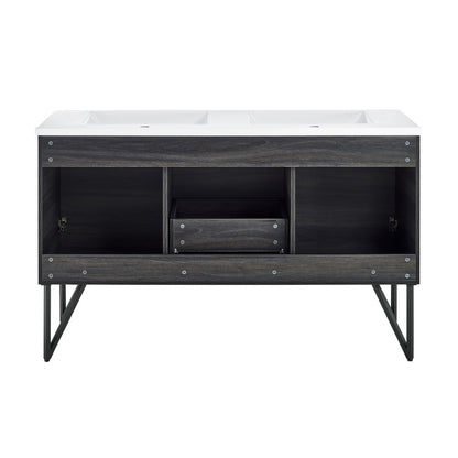 Annecy 60" Freestanding Bathroom Vanity in Black Walnut with Sink Top