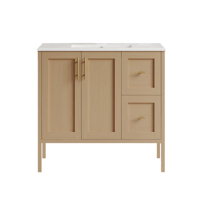 Forme 36" Modular Freestanding Bathroom Vanity with Sink Top in Natural Oak