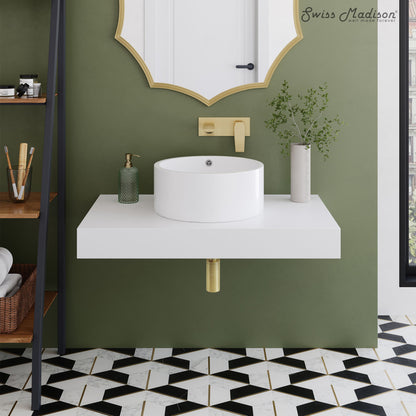 Monaco 36" Floating Bathroom Shelf with Vessel Sink in Glossy White