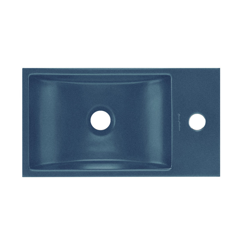 Lisse 16" Concrete Rectangle Wall-Mounted Sink with Right Side Faucet Mount in Matte Royal Blue