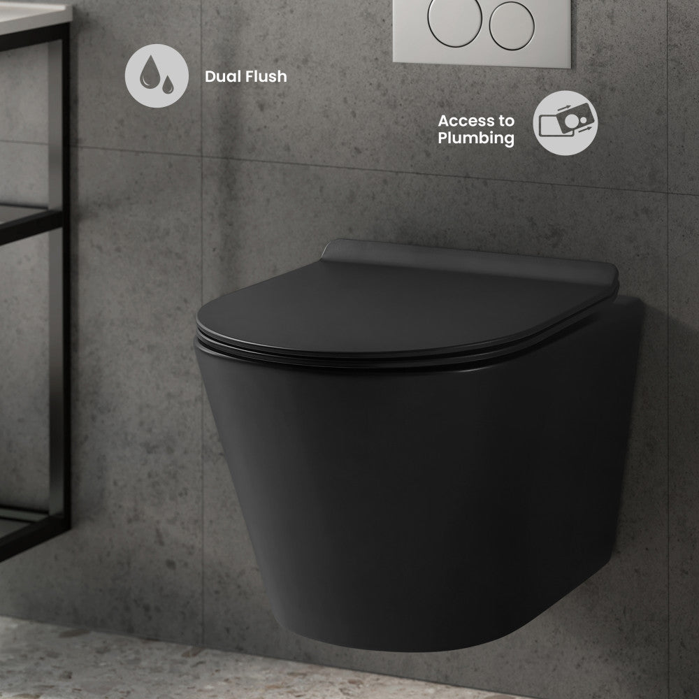 Calice Wall-Hung Round Toilet Bowl in Matte Black