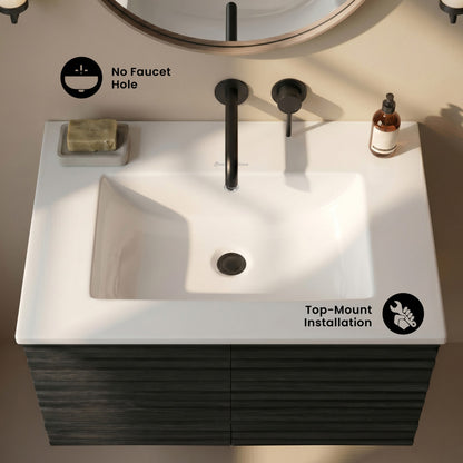 24" Vanity Top Without Faucet Hole