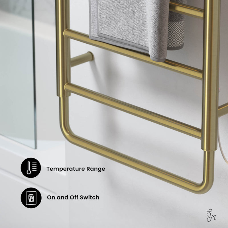 Ivy 8-Bar Electric Towel Warmer in Brushed Gold