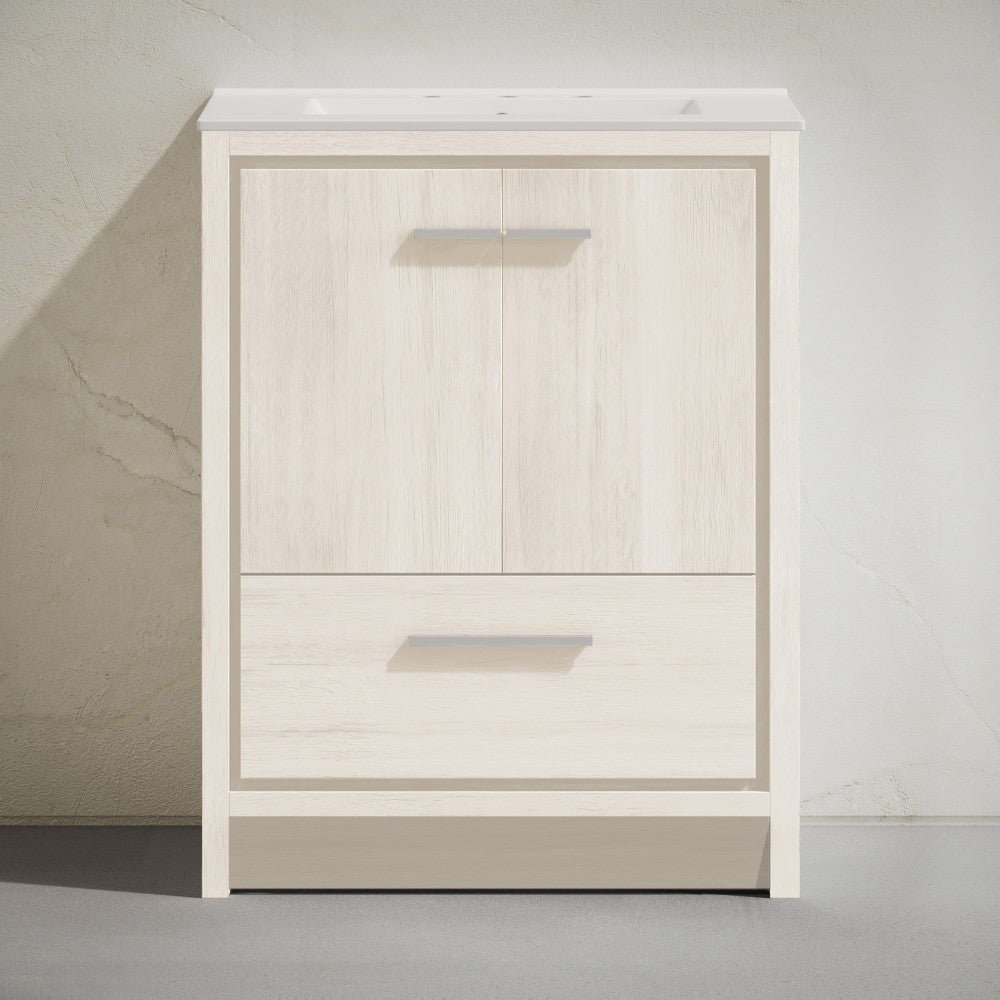 Virage 30" Freestanding Bathroom Vanity in White Oak with Widespread Sink Top