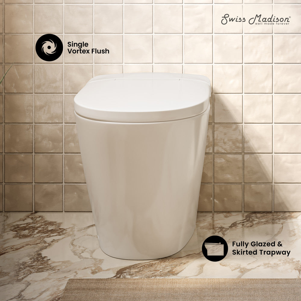 Hugo H Power Flush Tankless Toilet 10" Rough-in 1 GPF Non-Electric ADA Toilet with Integrated Tank in Glossy White