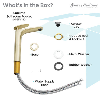Sublime Single Hole, Single-Handle, High Arc Bathroom Faucet in Brushed Gold