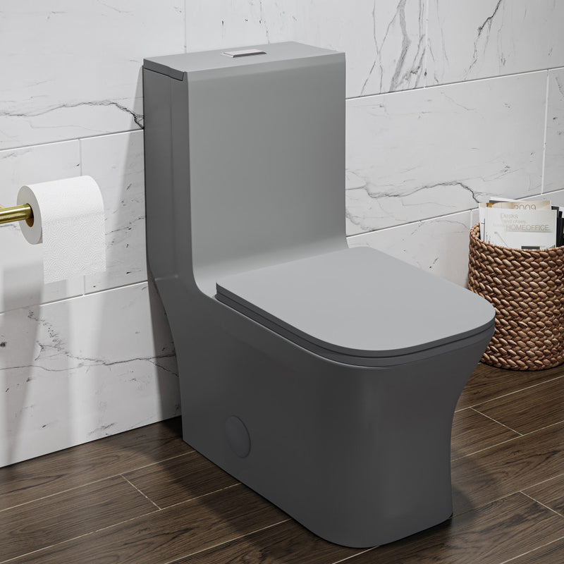 Concorde One Piece Square Toilet Dual Flush in Matte Gray 1.1/1.6 gpf