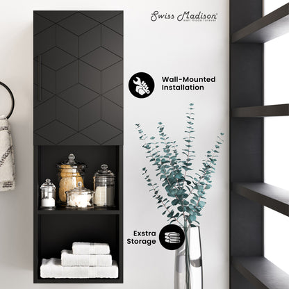 Annecy 15" W x 46" H x 12" D  Linen Cabinet in Phantom Black