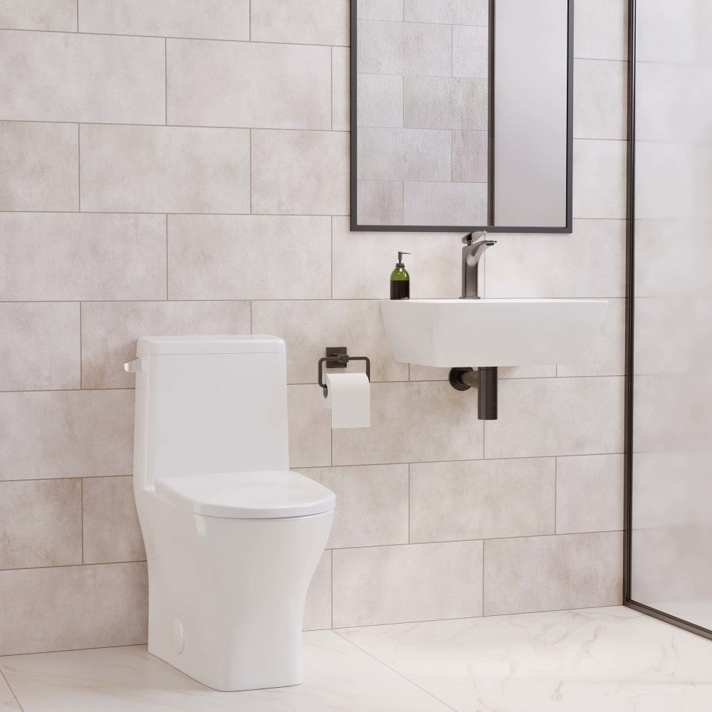 Sublime II One-Piece 12" Rough-in 1.28 GPF Left Flush Round Compact Toilet in Glossy White (6 - Pack)