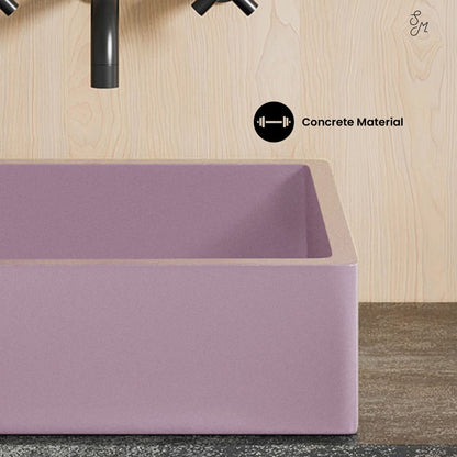 Lisse 15.5" Concrete Square Vessel Sink in Matte Lavender