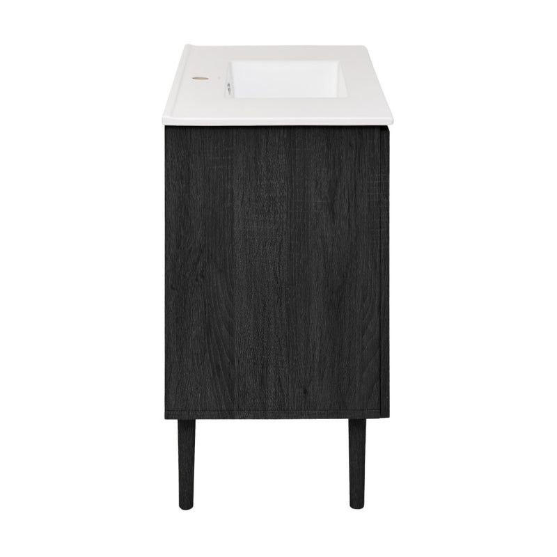 Bron 36" Freestanding Bathroom Vanity in Black Oak with Sink Top
