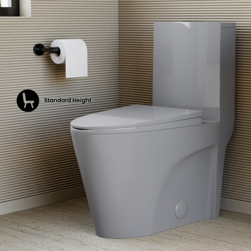 St. Tropez One-Piece Elongated Toilet Vortex™ Dual-Flush 1.1/1.6 gpf in Glossy Gray