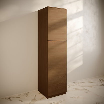 St. Tropez 15 x 15 x 60 Freestanding Linen Cabinet in Brown Oak