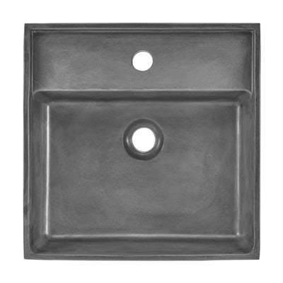 Lisse 16" Square Concrete Vessel Bathroom Sink in Dark Grey