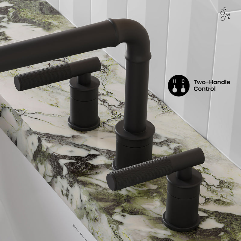 Avallon 8 in. Widespread, Sleek Handle, Bathroom Faucet in Matte Black