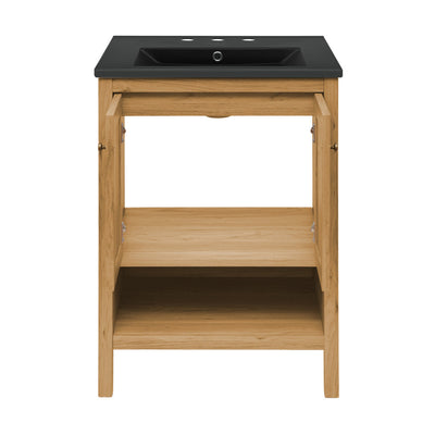 Chateau 24" Freestanding Bathroom Vanity in Golden Oak with Black 3-Hole Centerset Sink Top