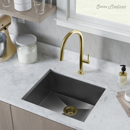 21x18 black stainless steel undermount kitchen sink, single basin.