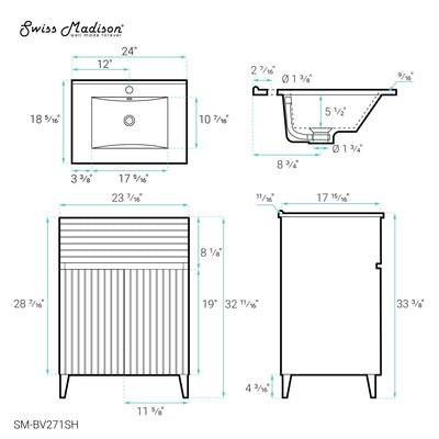 Bernay 24" Bathroom Vanity in Shell