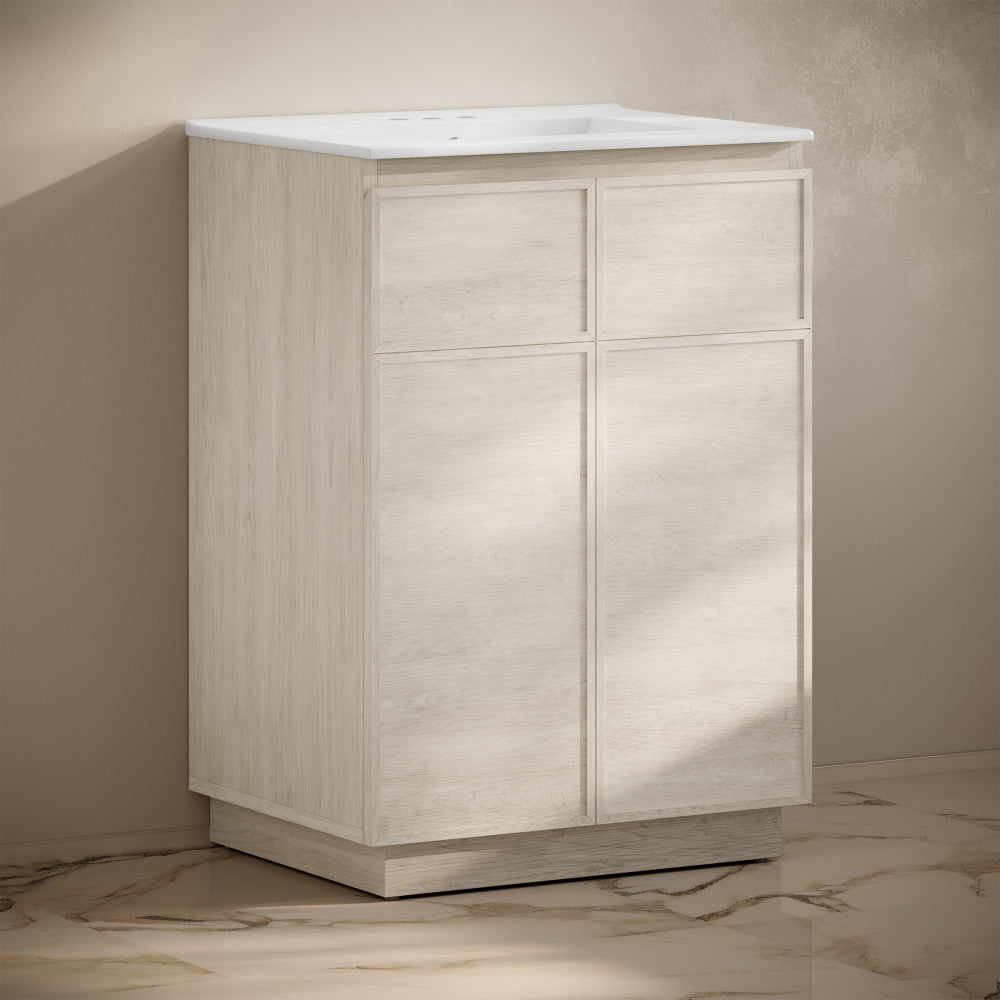 St. Tropez 24" Freestanding Bathroom Vanity in White Oak with 3-Hole Centerset Sink Top