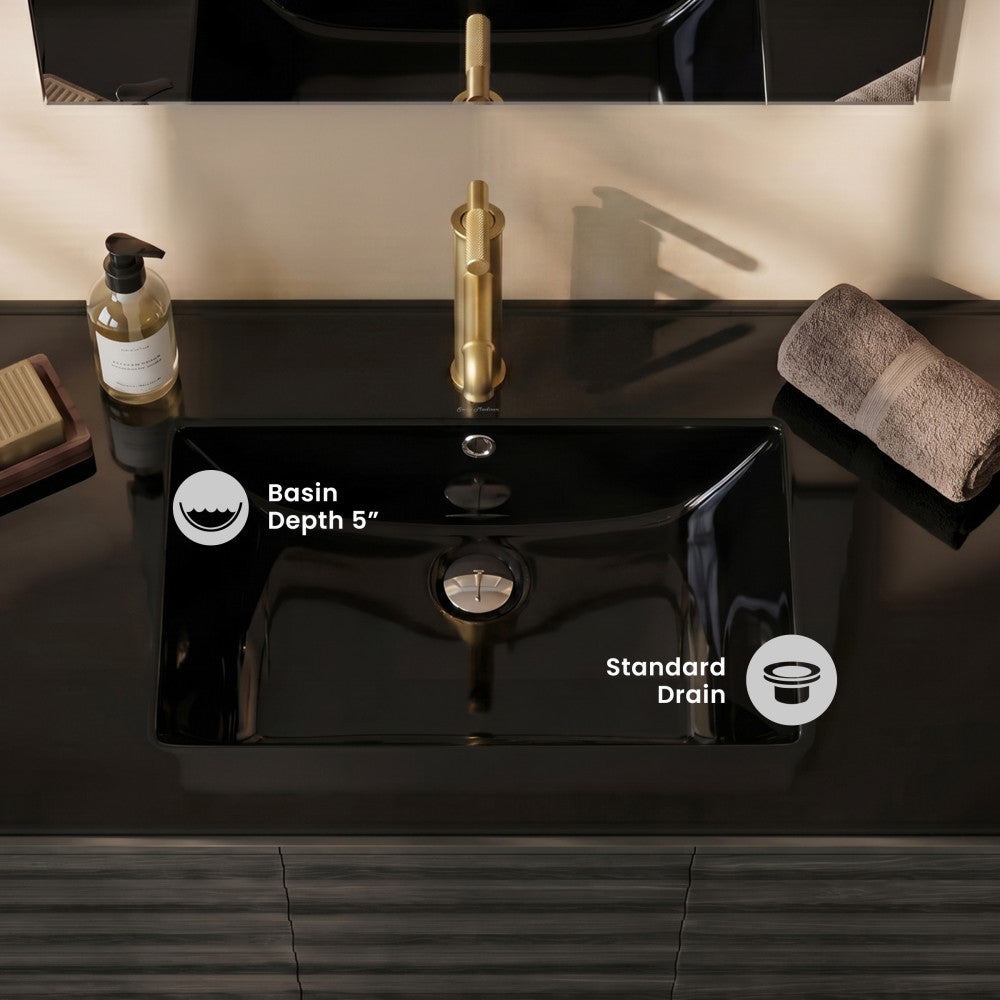 36" Vanity Sink Top in Glossy Black